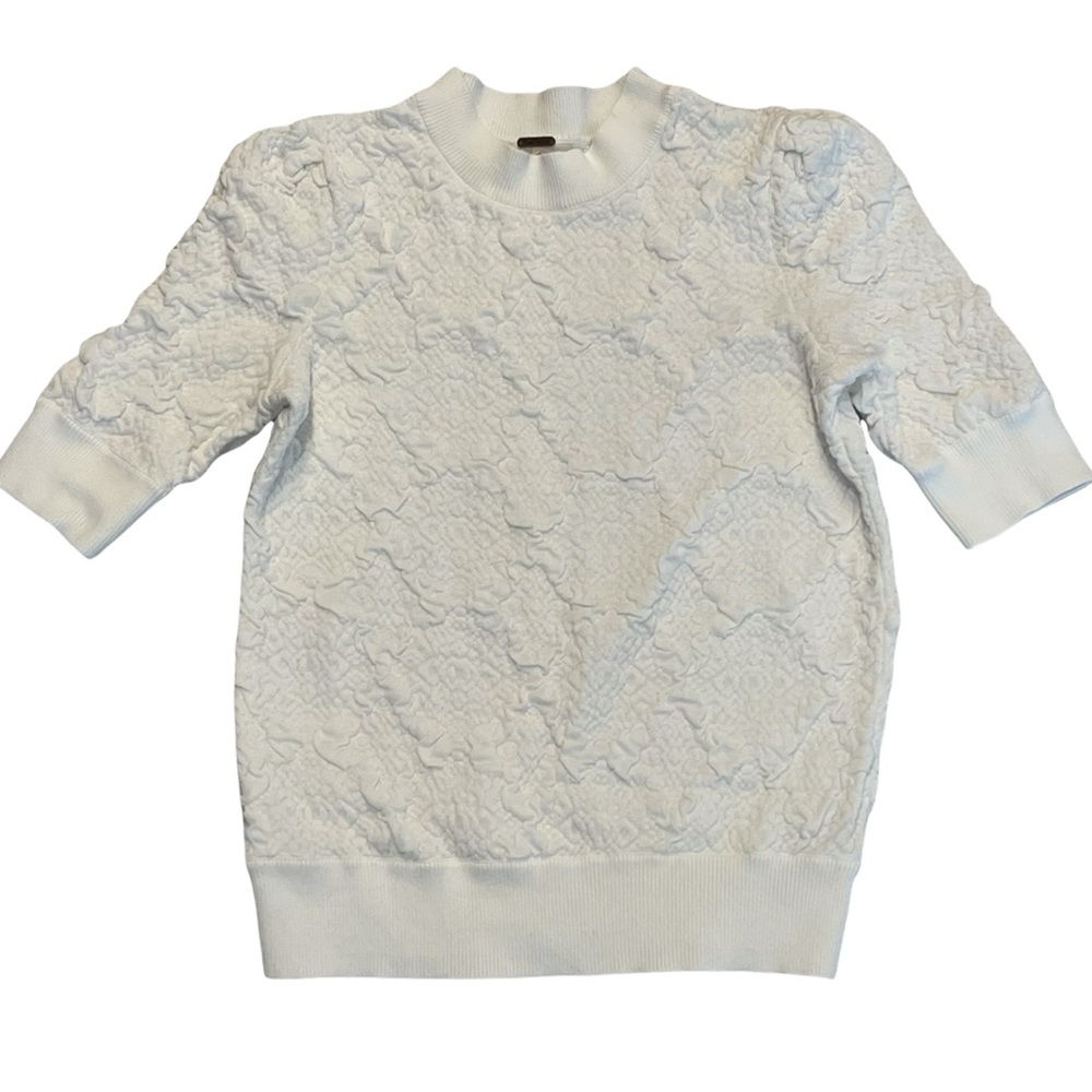 FREE PEOPLE White 1/4 Length Sleeve Pullover Top